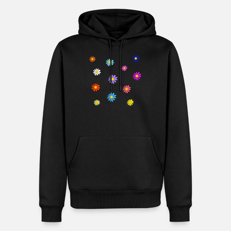 Prairie fleurie colorée - Sweat à capuche Premium bio Homme - noir