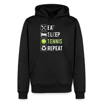 Eat Sleep Tennis Repeat - lustiger Spruch - Männer Premium Bio Hoodie - Schwarz - Vorne - Nico (187cm)