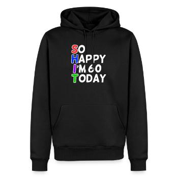sehr glücklich 60 Jahre alt - Männer Premium Bio Hoodie - Schwarz - Vorne - Nico (187cm)