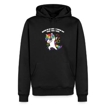 Lesben Motiv mit Spruch lesbisch CSD Regenbogen - Männer Premium Bio Hoodie - Schwarz - Vorne - Nico (187cm)