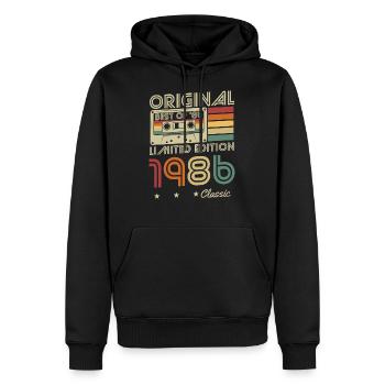 Original 1986 naissance naissance rétro anniversaire - Sweat à capuche Premium bio Homme - noir - Devant - Nico (187cm)