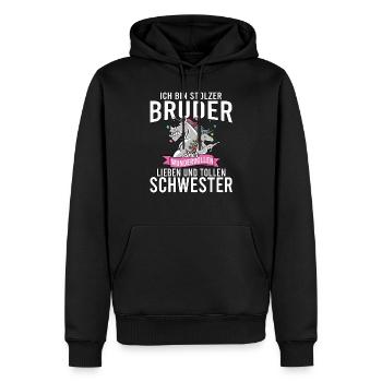 Ich bin stolzer Bruder einer wundervollen - Männer Premium Bio Hoodie - Schwarz - Vorne - Nico (187cm)