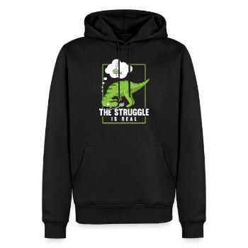 The Struggle Is Real Sword Fighting Dinosaur - Men’s Premium Organic Hoodie - black - Front - Nico (187cm)