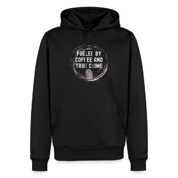 Drôle de café amateur alimenté par le café et le vrai crime - Sweat à capuche Premium bio Homme - noir - Devant - Nico (187cm)