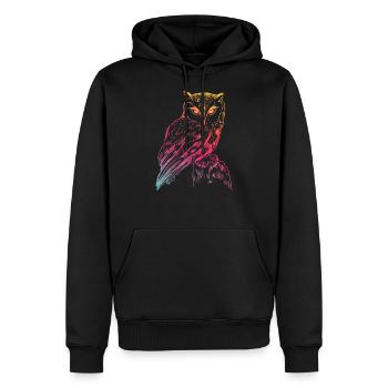 Eule - Männer Premium Bio Hoodie - Schwarz - Vorne - Nico (187cm)