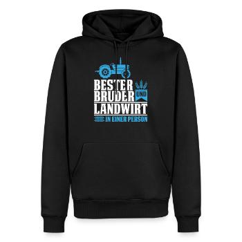 Bester Bruder und Landwirt der Welt Bauer Vatertag - Männer Premium Bio Hoodie - Schwarz - Vorne - Nico (187cm)