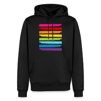 Regenbogen Farben Streifen LGBT LGBTQ Gay Pride - Männer Premium Bio Hoodie - Schwarz - Vorne - Nico (187cm)