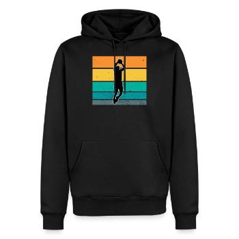 Basket-ball rétro rétro basket-ball sport - Sweat à capuche Premium bio Homme - noir - Devant - Nico (187cm)