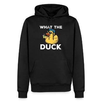 Ich mag Enten What the Duck Gelbe Enten - Männer Premium Bio Hoodie - Schwarz - Vorne - Nico (187cm)