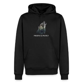 Réserve & Protect Wolf Changement climatique - Sweat à capuche Premium bio Homme - noir - Devant - Nico (187cm)