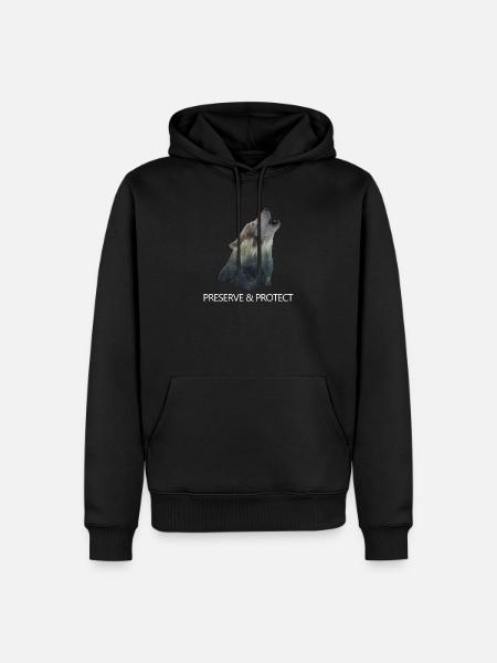 Preserve & Protect Wolf Climate Change - Men’s Premium Organic Hoodie - black