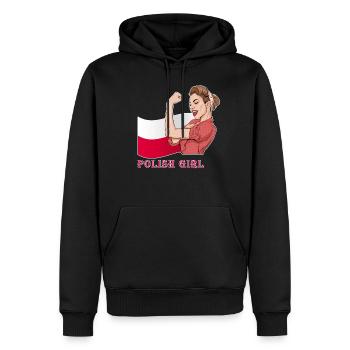 Polish girl Poland | Poland flag | I Love Poland - Sweat à capuche Premium bio Homme - noir - Devant - Nico (187cm)