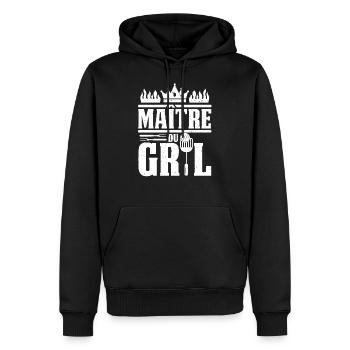 Maître du Gril Barbecue Papa BBQ Fête Des Pères - Männer Premium Bio Hoodie - Schwarz - Vorne - Nico (187cm)