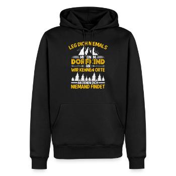Dorf Sprüche für Dorfkinder Geschenk Dorffest - Männer Premium Bio Hoodie - Schwarz - Vorne - Nico (187cm)