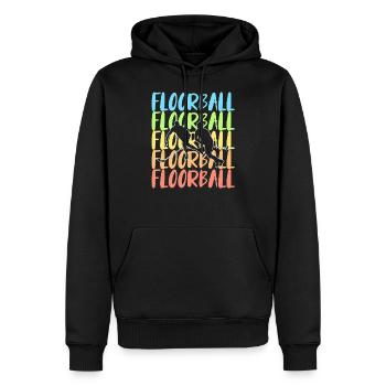 Floorball - Männer Premium Bio Hoodie - Schwarz - Vorne - Nico (187cm)