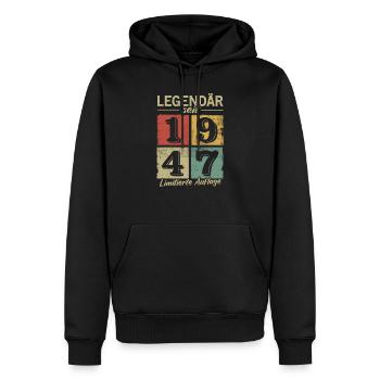 Legendär seit 1947 - Geburtsjahr 1947 vintage - Männer Premium Bio Hoodie - Schwarz - Vorne - Nico (187cm)
