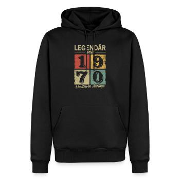 Legendär seit 1970 - Geburtsjahr 1970 vintage - Männer Premium Bio Hoodie - Schwarz - Vorne - Nico (187cm)
