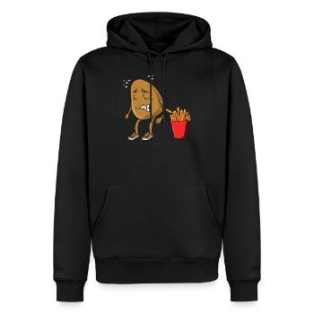 Funny French Fries Gift with Potato Pooping Fries - Männer Premium Bio Hoodie - Schwarz - Vorne - Nico (187cm)