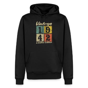 Légende depuis 1942 - année de naissance 1942 vintage - Sweat à capuche Premium bio Homme - noir - Devant - Nico (187cm)