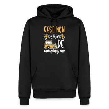 Camping-Car Caravane dicton de camping drôle - Männer Premium Bio Hoodie - Schwarz - Vorne - Nico (187cm)