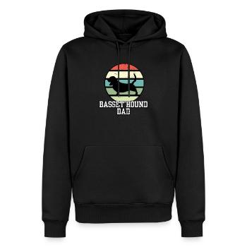 Basset Hound Dad I Retro Basset Dad - Männer Premium Bio Hoodie - Schwarz - Vorne - Nico (187cm)