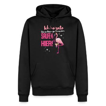 Ich heirate Braut Flamingo Party JGA - Männer Premium Bio Hoodie - Schwarz - Vorne - Nico (187cm)