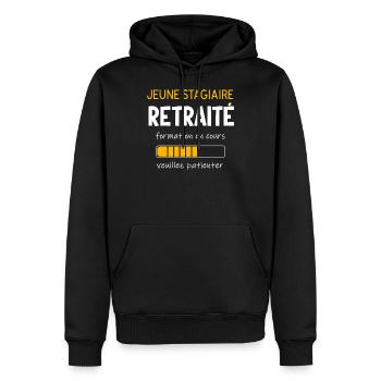 Jeune stagiaire retraité formation en cour - Sweat à capuche Premium bio Homme - noir - Devant - Nico (187cm)