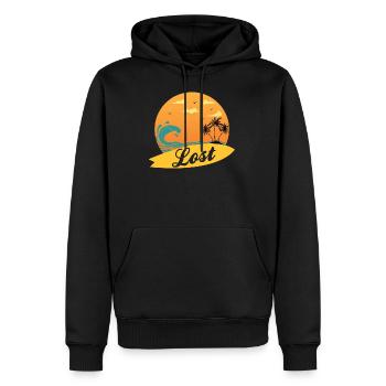 perdu sur une île, Plage - Sweat à capuche Premium bio Homme - noir - Devant - Nico (187cm)