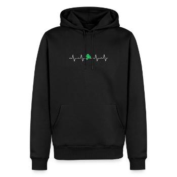 Broccoli Heartbeat Broccoli Vegetables Vegetarian - Men’s Premium Organic Hoodie - black - Front - Nico (187cm)