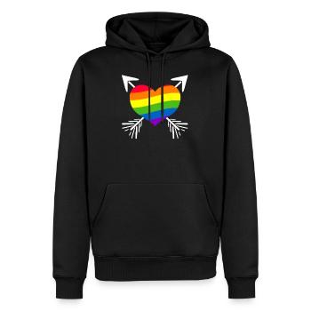 Regenbogen Herz Pfeil - Männer Premium Bio Hoodie - Schwarz - Vorne - Nico (187cm)
