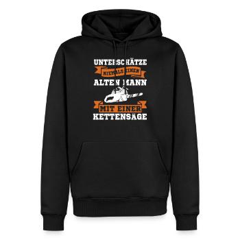 Opa Kettensäge Spruch Förster Forstwirt Spruch - Männer Premium Bio Hoodie - Schwarz - Vorne - Nico (187cm)