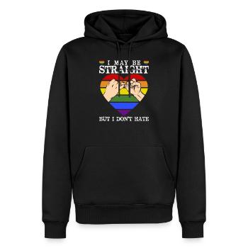 LGBTQ Regenbogen Herz - Männer Premium Bio Hoodie - Schwarz - Vorne - Nico (187cm)