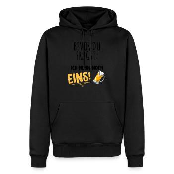 bevor du fragst ich nimm noch eins Bier - Männer Premium Bio Hoodie - Schwarz - Vorne - Nico (187cm)