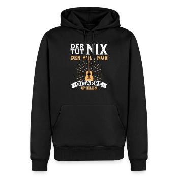 Der tut nix der will nur Gitarre spielen lustiger - Männer Premium Bio Hoodie - Schwarz - Vorne - Nico (187cm)