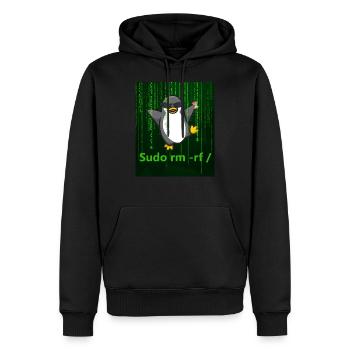 Pingouin Linux Sudo - Sweat à capuche Premium bio Homme - noir - Devant - Nico (187cm)