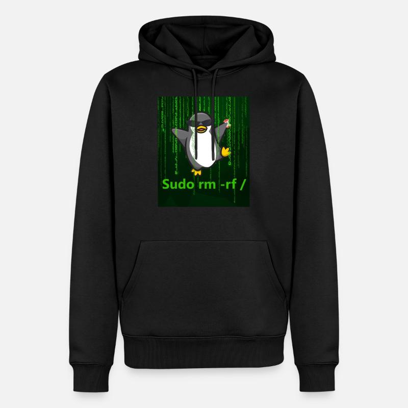 Pingouin Linux Sudo - Sweat à capuche Premium bio Homme - noir