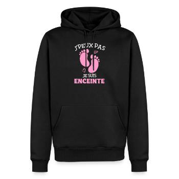 J'peux pas je suis enceinte Annonce Grossesse Cade - Sweat à capuche Premium bio Homme - noir - Devant - Nico (187cm)