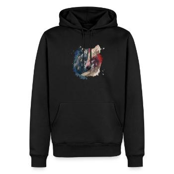 Wolf American Flag USA America - Männer Premium Bio Hoodie - Schwarz - Vorne - Nico (187cm)