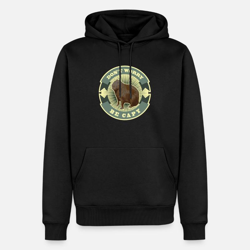 Capybara Dont Worry - Männer Premium Bio Hoodie - Schwarz