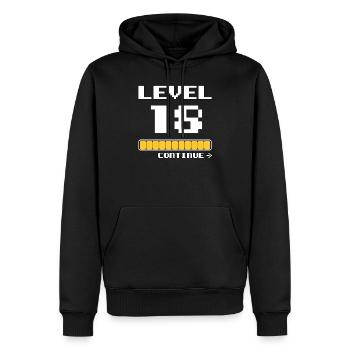 18ème anniversaire - niveau 18 - 18 ans drôle - Sweat à capuche Premium bio Homme - noir - Devant - Nico (187cm)