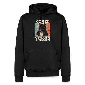 Coffee because Murder is wrong Café chat retro - Sweat à capuche Premium bio Homme - noir - Devant - Nico (187cm)