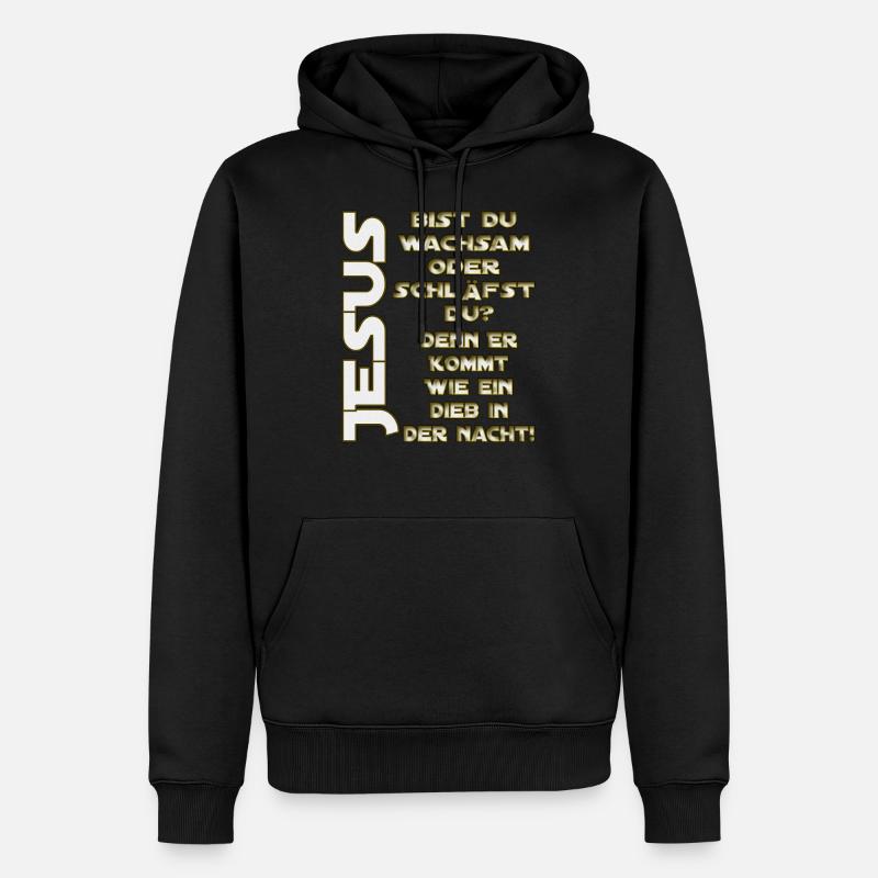 Jesus kommt - Männer Premium Bio Hoodie - Schwarz