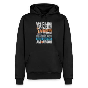 Wenn Martin es nicht reparieren kann ... - Männer Premium Bio Hoodie - Schwarz - Vorne - Nico (187cm)