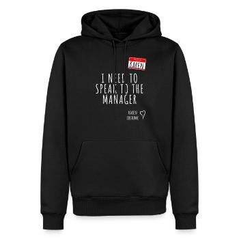 Karen Costume d’Halloween Parlez au directeur - Sweat à capuche Premium bio Homme - noir - Devant - Nico (187cm)