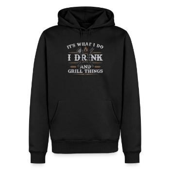 Kit de barbecue amusant avec l’inscription « C’est ce que je fais - Sweat à capuche Premium bio Homme - noir - Devant - Nico (187cm)