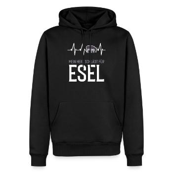 Esel Herzschlag - lustiger Spruch - Männer Premium Bio Hoodie - Schwarz - Vorne - Nico (187cm)