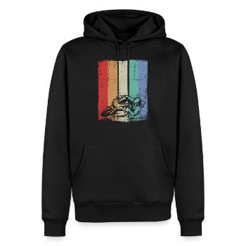Motorrad Biker Motorradfahrer vintage retro - Männer Premium Bio Hoodie - Schwarz - Vorne - Nico (187cm)
