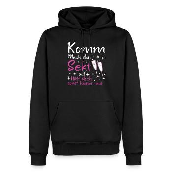 Komm Mach Den Sekt Auf Hält Doch Sonst Keiner Aus - Männer Premium Bio Hoodie - Schwarz - Vorne - Nico (187cm)
