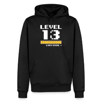 13. Geburtstag - Level 13 - 13 Jahre lustiges - Männer Premium Bio Hoodie - Schwarz - Vorne - Nico (187cm)
