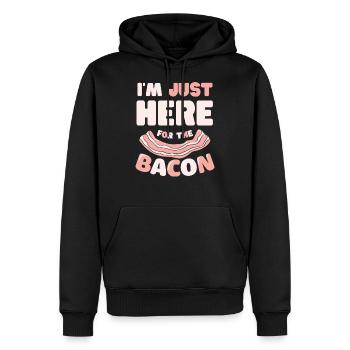 Je suis juste ici pour le bacon nourriture drôle - Sweat à capuche Premium bio Homme - noir - Devant - Nico (187cm)